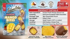 Island Way Milk Chocolate Covered Mango Bites 18oz Resealable Bag Frozen Premium