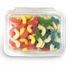 Fruity Flavorful Nostalgic Gummy Rings Candy Featuring 1lb. Apple, Peach, Waterm