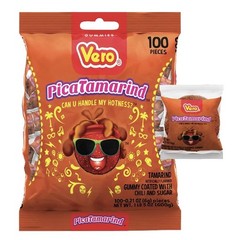 Vero Pica Tamarind Hard Gummy Mexican Candy Tamarindo 100pcs