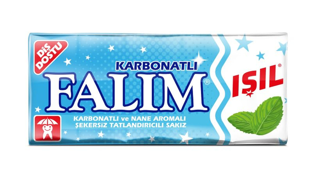 Falim Sugarless Plain Gum with Carbonat and Mint Aromatic, 20 Pack, 100 Pieces E