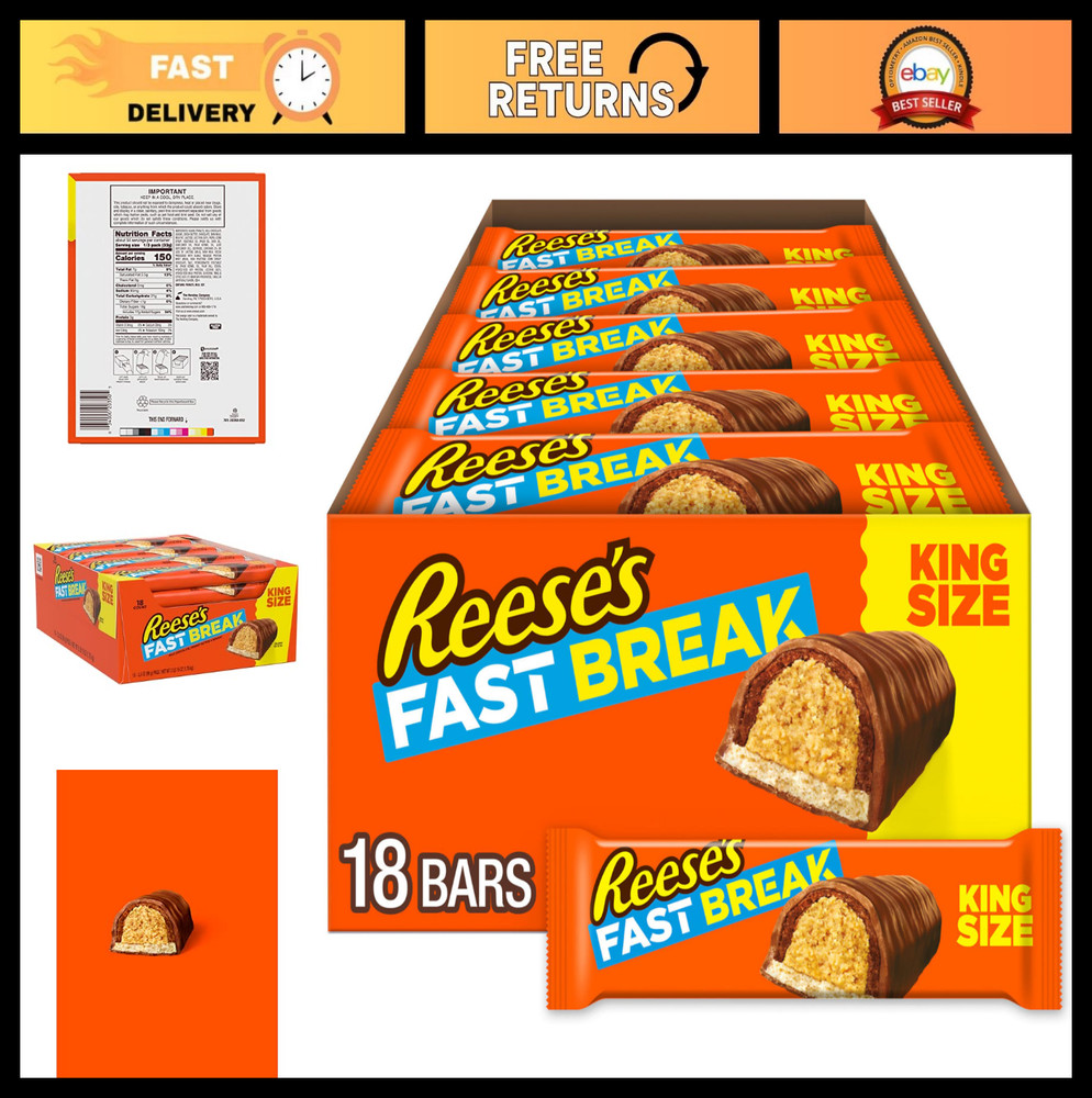 King Size Chocolate Peanut Butter Nougat Candy Bars – 3.5 oz (18 Count)