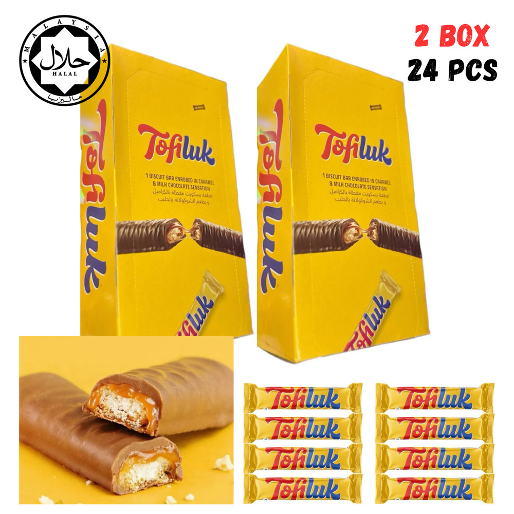 2 BOX TofiLuk Caramel Crunch Chocolate 24 x 33g Bars HALAL Crispy Candy EXPRESS