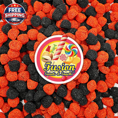 Berries Gummy Candy – 1 Pound Bulk Bag, Crunchy Red and Black Candy – Raspberry