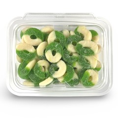 Fruity Flavorful Nostalgic Gummy Rings Candy Featuring 1lb. Apple, Peach, Waterm