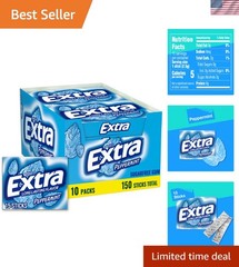 Refreshing 150 Count Peppermint Chewing Gum, Sugar-Free Bulk Pack, 10 x 15 Ct