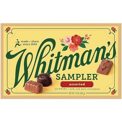 WHITMAN’S SAMPLER Assorted Milk & Dark Chocolate Candy Gift Box, 10 oz.