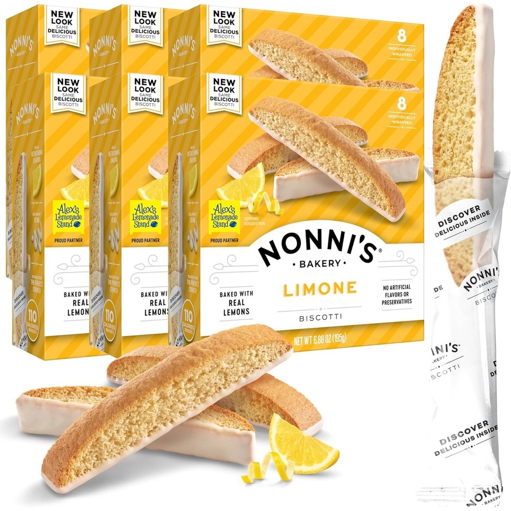 Nonni’s Bakery LIMONE Biscotti – Baked with Real Lemons – 6.88 oz Box – 1,2,4,6