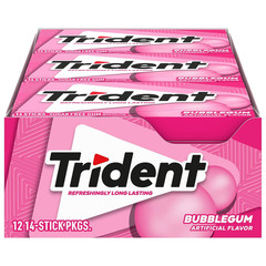 Trident Bubblegum Sugar Free Gum, Travel Accessories, 12 Packs of 14 Pieces (168