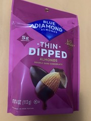 Blue Diamond Almonds Thin Dipped Double Dark Chocolate 1/2 Sugar 4 Oz. BB 1/27