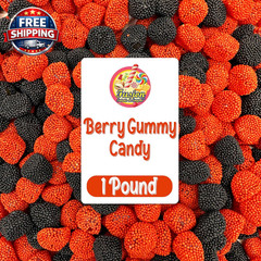 Berries Gummy Candy – 1 Pound Bulk Bag, Crunchy Red and Black Candy – Raspberry