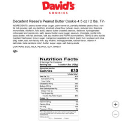 David’s Cookies Decadent Triple Chocolate Hershey’s Kisses,Reese’s Peanut Butter