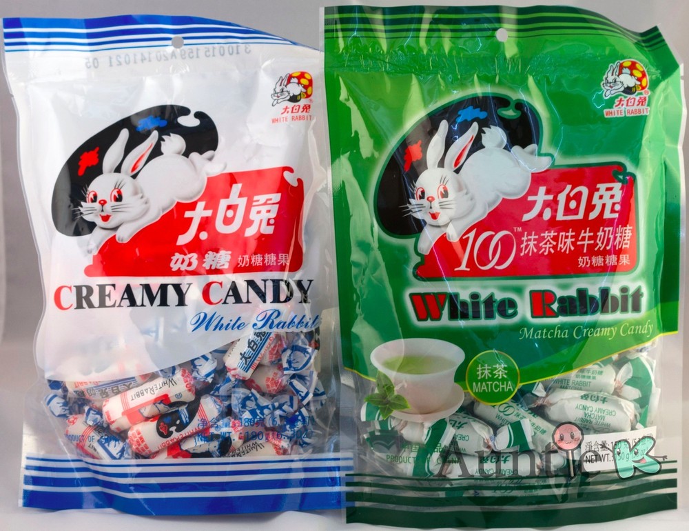 SET OF 2 BAGS White Rabbit Creamy Milk and Green Tea Matcha Chewy Candy 32pcs ea