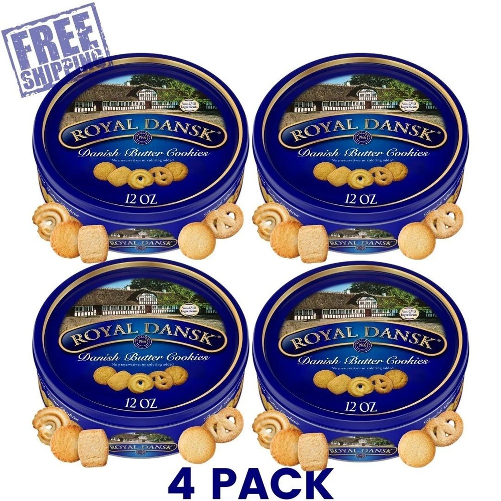 Royal Dansk Danish Cookie Selection, No Preservatives or Coloring, 12oz(4 Pack)