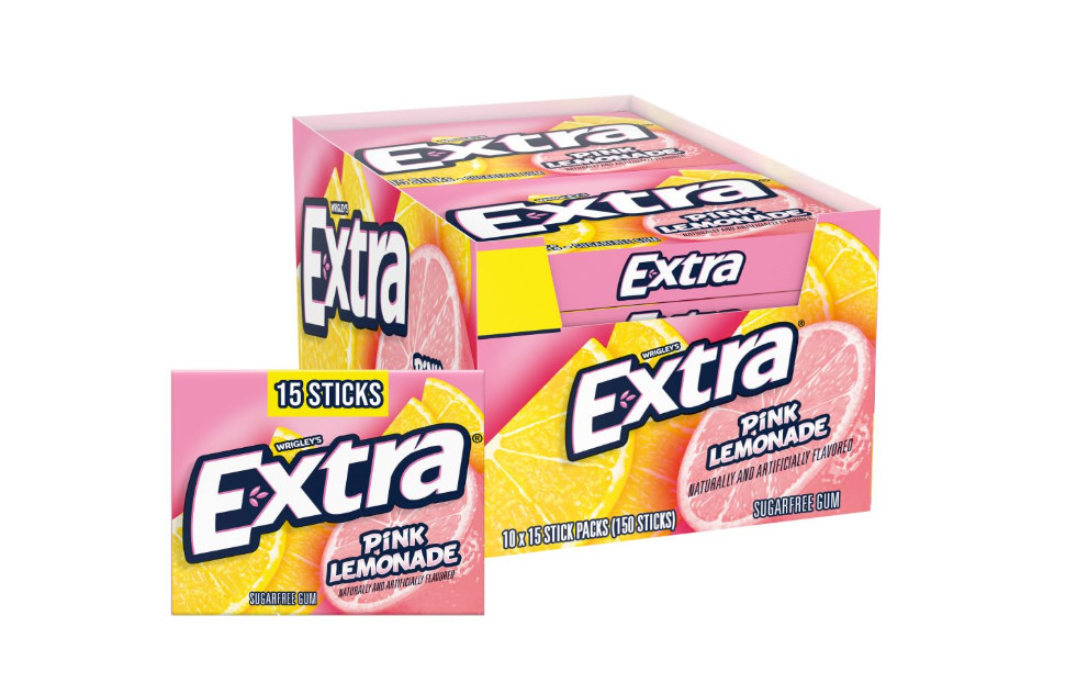 Extra (Pink Lemonade) Bubble Gum Sugarfree, perfect for Fresh Breath 10 Pack