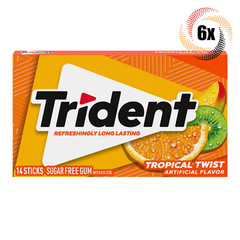 6x Packs Trident Tropical Twist Sugar Free Chewing Gum | 14 Sticks Per Pack