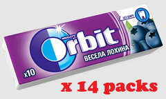 14 packs х 10 pcs of WRIGLEYS Orbit chewing gum with blueberry flavor Sugar-free