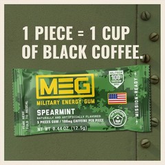 MEG – Military Energy Gum | 100mg of Caffeine Per Piece + Increase Spearmint