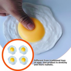 4Pcs Lifelike Cooked Egg Model Food Novelty Toy Fake Round- Shaped Poached Egg