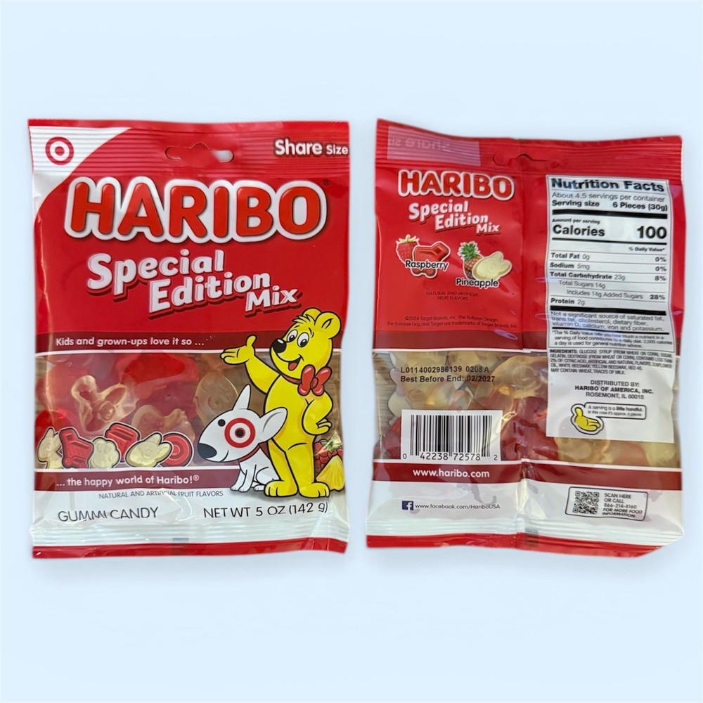 X2 Haribo TARGET Special Edition Mix Raspberry Pineapple Candy Bag 5oz Lot of 2