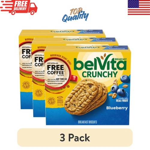 (3 Pack) belVita Blueberry Breakfast Biscuits 5 Packs Per Box Whole Grain