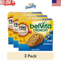 (3 Pack) belVita Blueberry Breakfast Biscuits 5 Packs Per Box Whole Grain