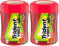 Trident Vibes SOUR PATCH KIDS Redberry Sugar Free Gum, 40 Piece Bottle (Pack of