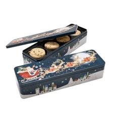 Farmhouse Biscuits, Flying Santa British Holiday Cookies in Christmas Tin, 8 oz