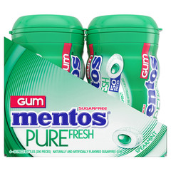 Mentos Pure Fresh Sugar Free Gum, Spearmint 50 Pieces 4 Count Soft Liquid Center