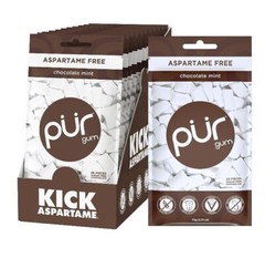 PUR Xylitol Chewing Gum CHOCOLATE MINT (55 Pieces, 12 Pack) Sugarless Vegan Pure