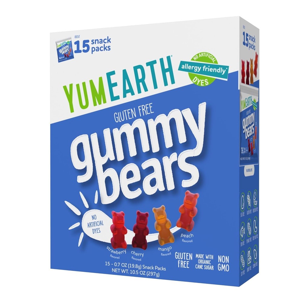 YumEarth Organic Gummy Bears – Fruity Gummy Candy Snack Packs, Gluten Free Snack