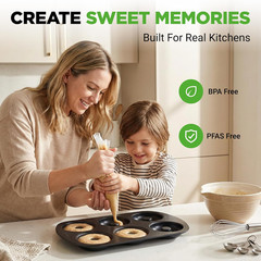 Variety 2 Pack Full & Mini Donut Pan for Baking | One 12-Cavity Mini Donut Pan &