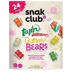 NEW SEALED Snak Club TAJIN GUMMY BEARS 24-Bags Chili & Lime Gummi 1.5 Lbs 08/24