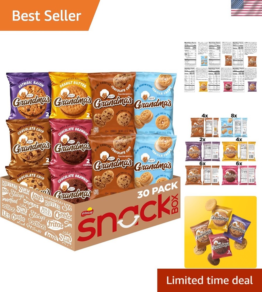 Deliciously Homemade Grandma’s Cookies Variety Pack – 30 Packs for Every Craving