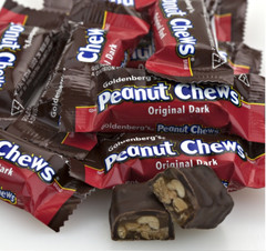 Goldenberg’s Peanut Chews Original Dark Chocolate, Mini Bars – 4.4 Pound Bag