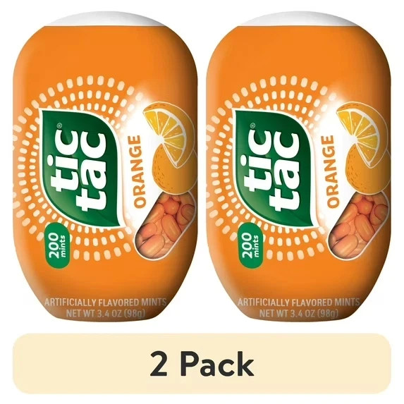 2 pack, Tic Tac Orange Flavored Mints, On-The-Go Refreshment, 3.4 oz Bottle Pack