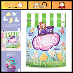 Springtime Circus Animal Cookies – 9oz Pack, Fun Snack for Kids & Parties