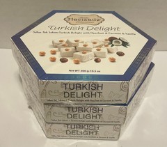 Hacizade Turkish Delights w/Hazelnut & coconut & Vanilla Candies 10.5oz (3 Pack)