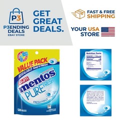 Guilt-Free Fresh Mint Chewing Gum with Xylitol – 120 Pieces in Resealable Bag