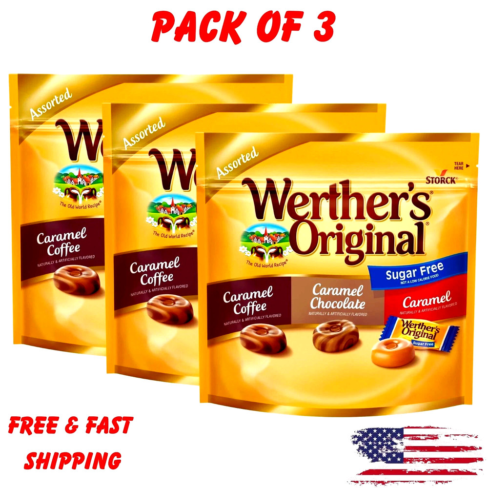 Werthers Original Hard Sugar Free Caramel Coffee,Caramel Candy 7.7Oz, (3 PACK)