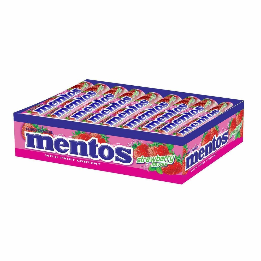 Mentos, Strawberry Flavour Chewy Candy Stick Pack 655.2 g- Pack of 18 candy