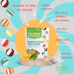 Healthy Sugar Free Hard Candy Creamsicle Swirl 2.5lb 252 Count Fiber Vitamin C