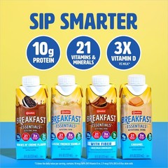 Carnation Breakfast Essentials Ready to Drink with Fiber, Rich Milk Chocolate, 8