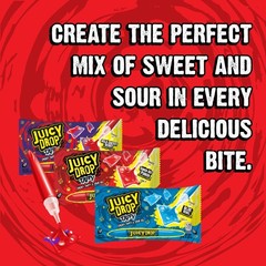 Juicy Drop Taffy Variety Pack, Assorted Flavors Sweet Chewy Candy with Sour Gel