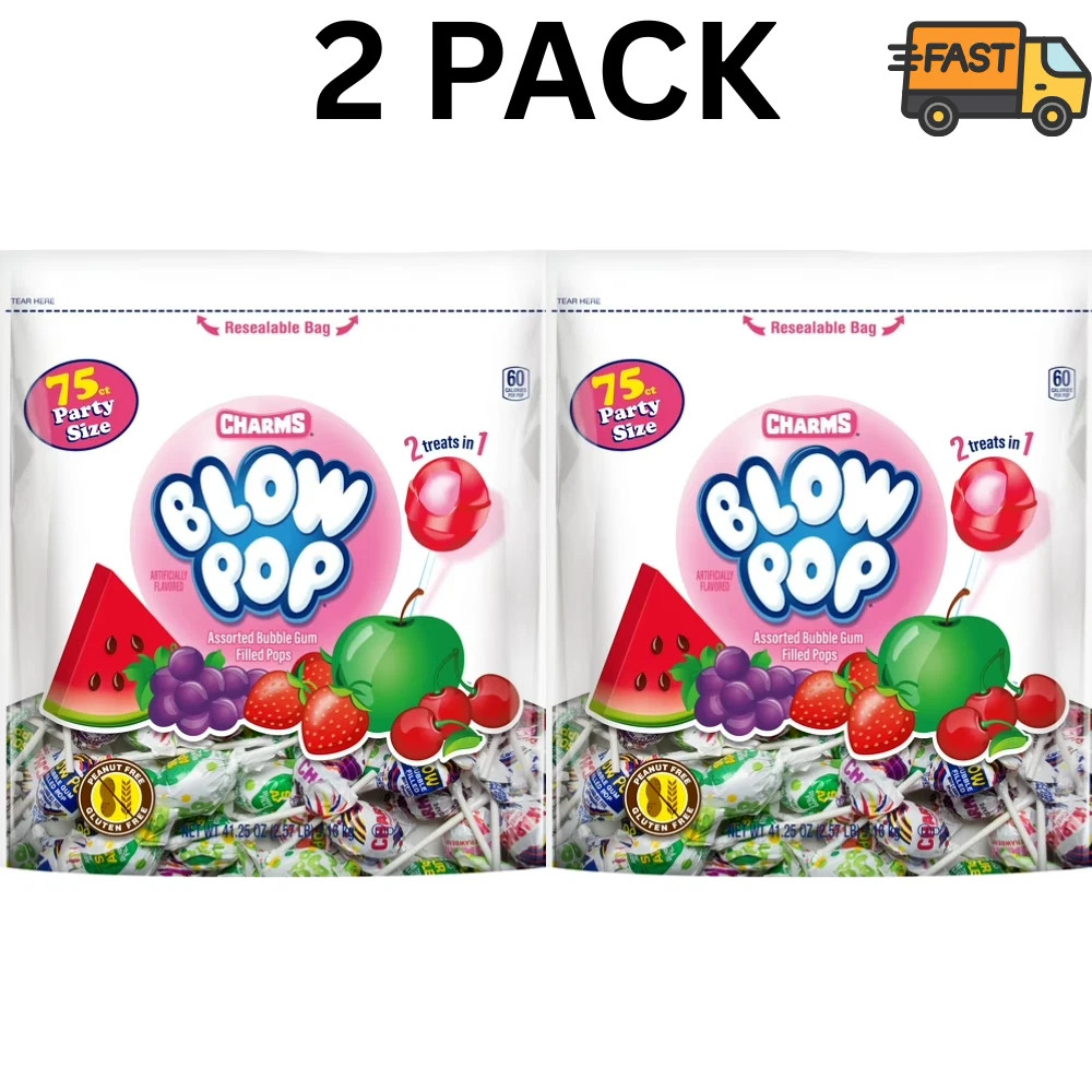 Charms Blow Pop Assorted Flavored Lollipops 41.25 oz (Pack of 2)