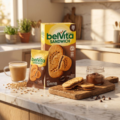 4 Pack belVita Breakfast Sandwich Biscuits, Dark Chocolate Creme, 25-count