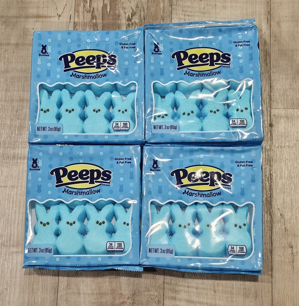 Peeps Marshmallow Bunnies Blue 4 Pack Fast Shipping Easter Candy