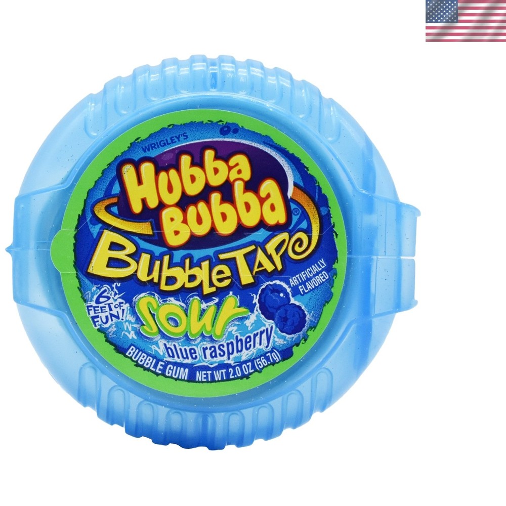Delicious Bubble Tape 6 Feet Sour Blue Raspberry Gum – Portable Chewy Treat