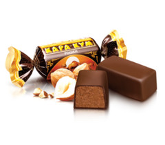 Ukraine Sweet Roshen Candies Kara-Kum Chocolate Praline Grated Walnut 200g