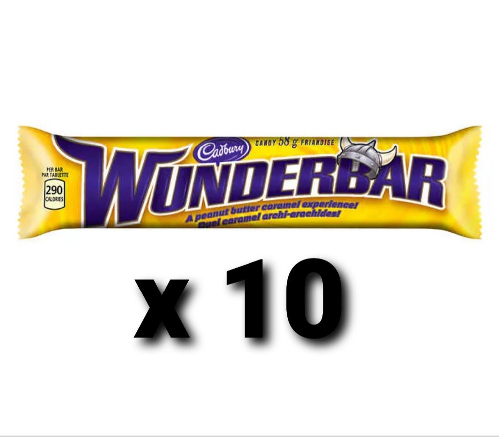 10 x WUNDERBAR Chocolate Candy bar by Cadbury from CANADA 58g each