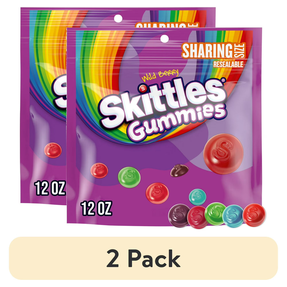 (2 pack) Skittles Gummies Wild Berry Gummy Candy, Sharing Size – 12 oz…